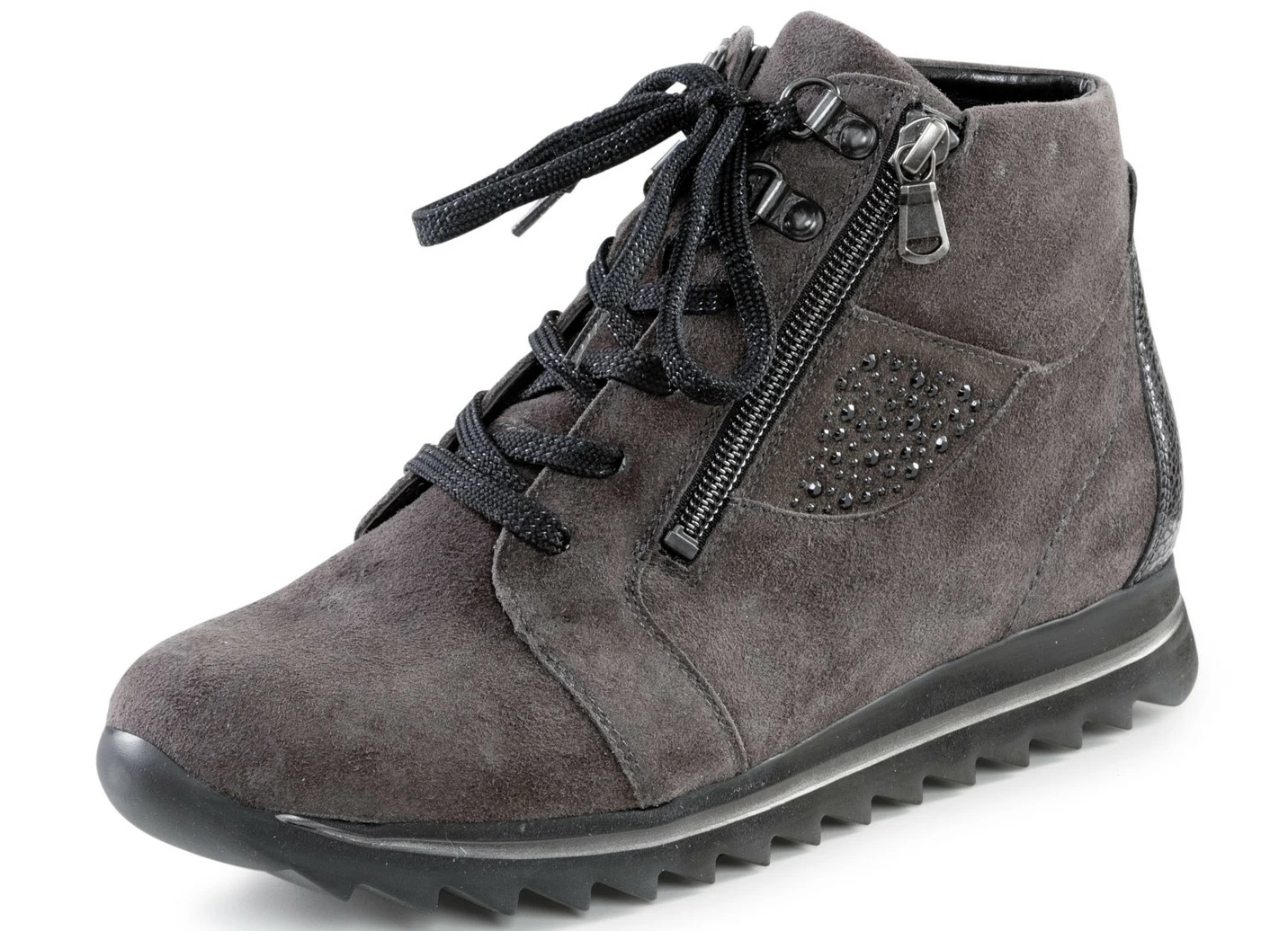 Waldläufer Schnür-Bootie mit seitlichen Glitzersteinchen