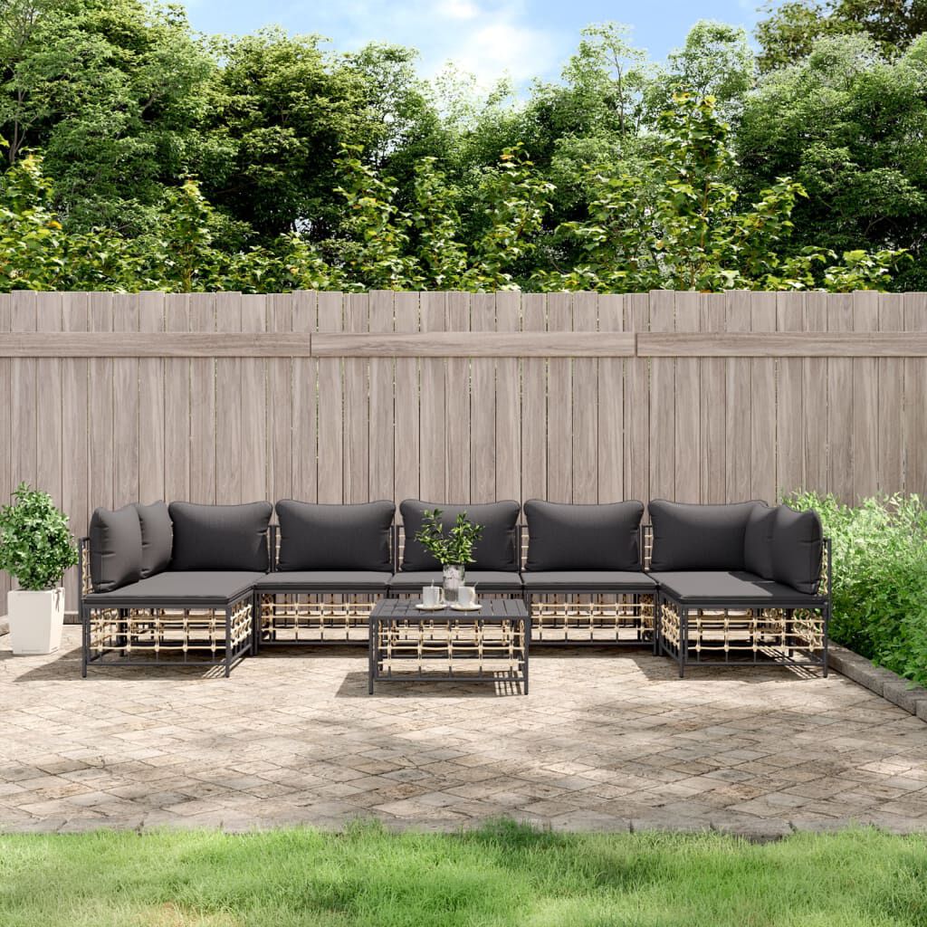 vidaXL 8-delige tuinloungeset met kussens, antraciet