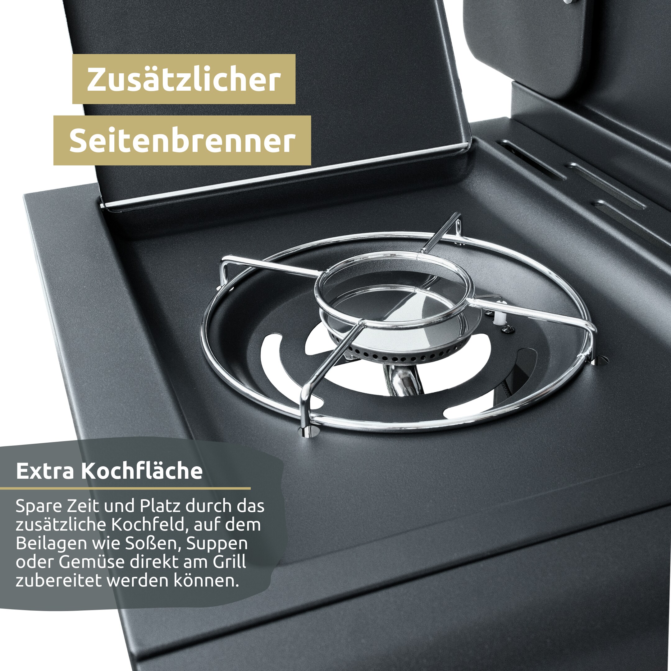 deluxe4home® Grillwagen Gasgrill mit Deckel, 3 + 1 Seitenbrenner, Thermometer uvm.