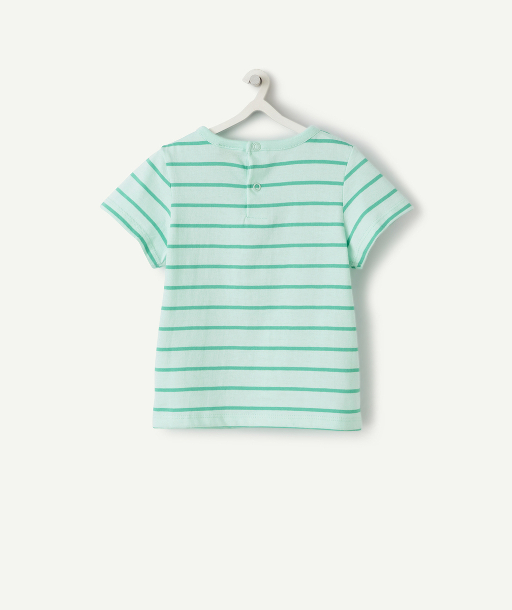 t-shirt bébé garçon en coton bio vert à rayures thème bisous