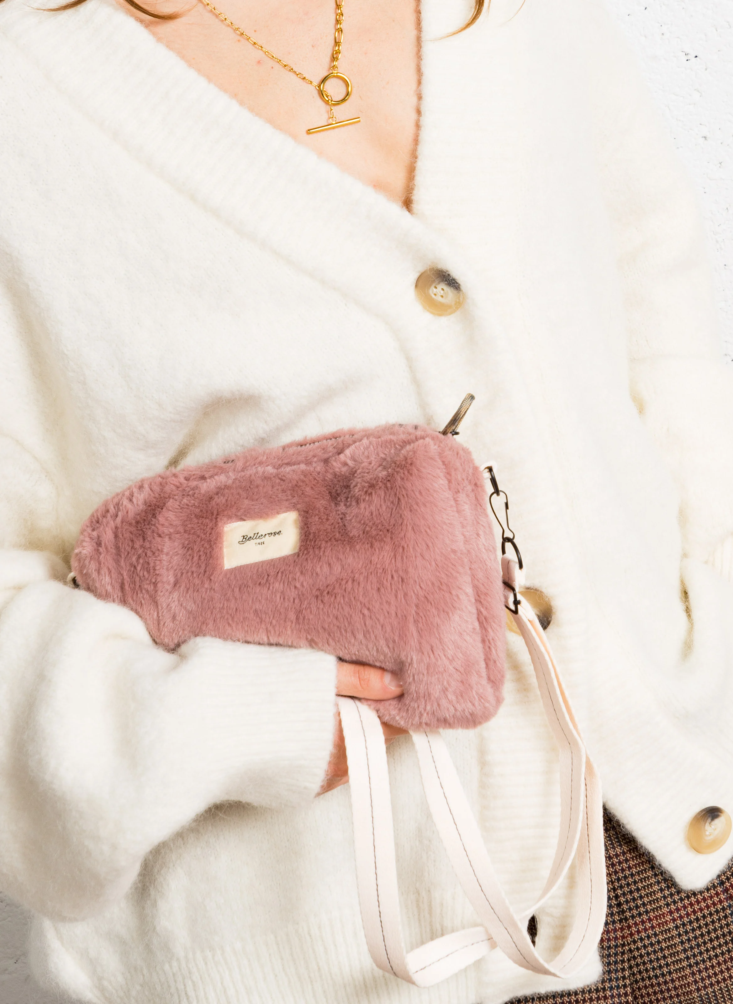 HANOMY - Sac bandoulière effet fourrure | Rose