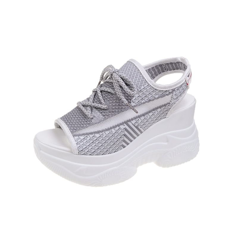 FRAISO - Peep-Toe Sneakers met Uitsparing en Platform