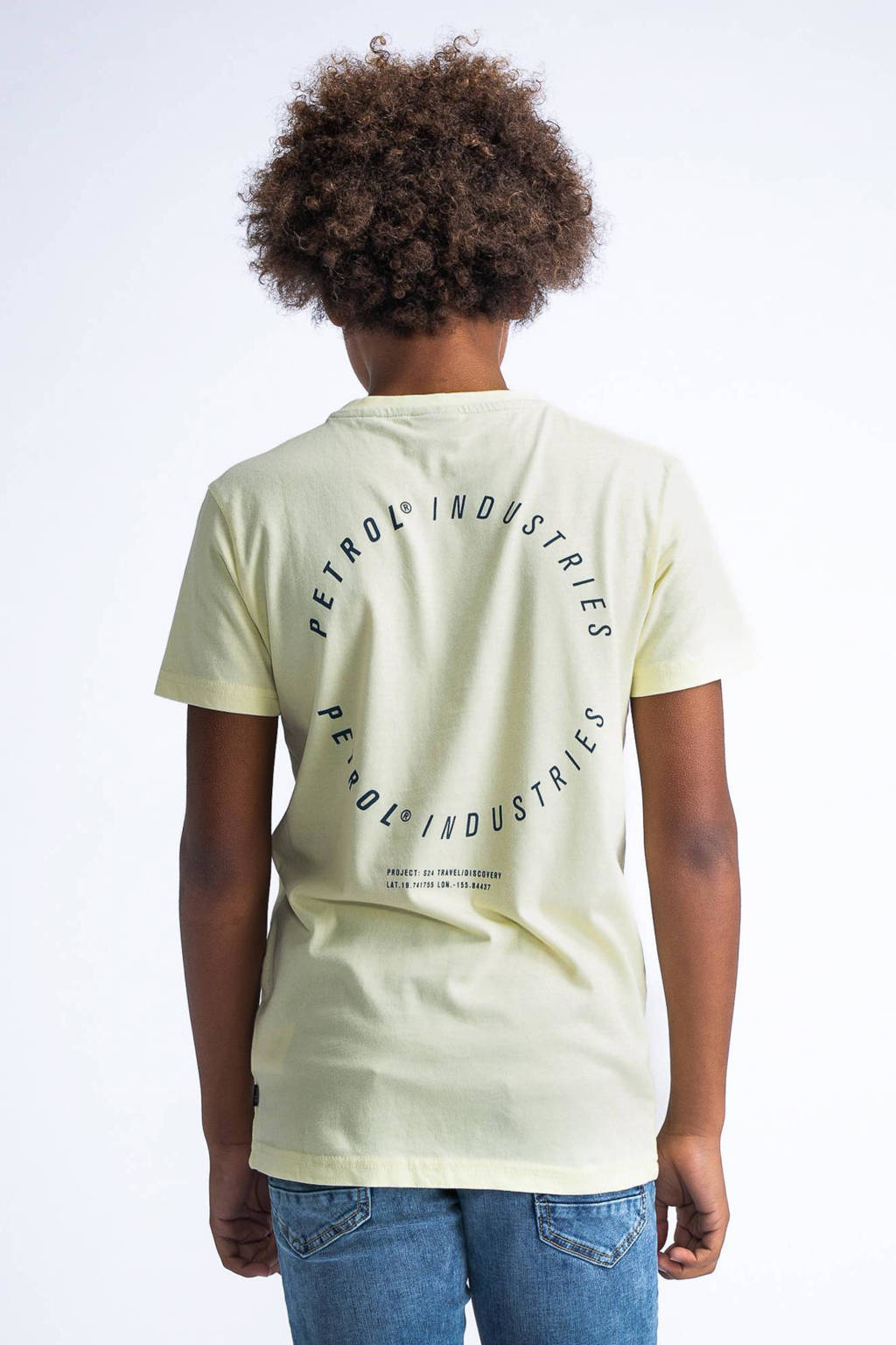 Petrol Industries T-shirt met backprint geel