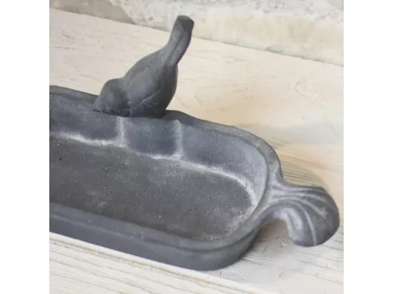 Mangeoire à oiseaux abreuvoir jardin fonte grise 26cm