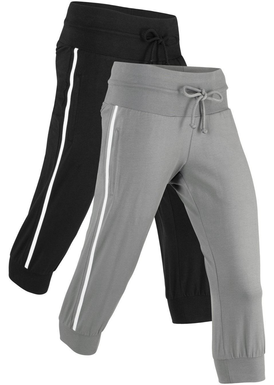 Lot de 2 pantalons de jogging en coton, coupe corsaire
