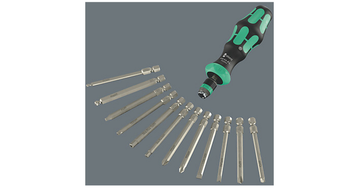 Wera838 RA-R L bithandhouder met ratelfunctie, 1/4