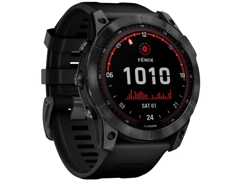 Garmin fenix 7X Solar - 51 mm - skifergrå - sportsur med bånd - silikone - sort - håndledsstørrelse: 127-210 mm - display 1.4