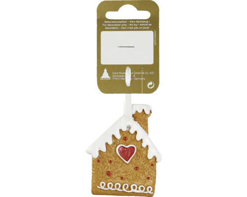 Kerstdecoratie hanger peperkoekenhuisje 5 x 6,5 cm bruin
