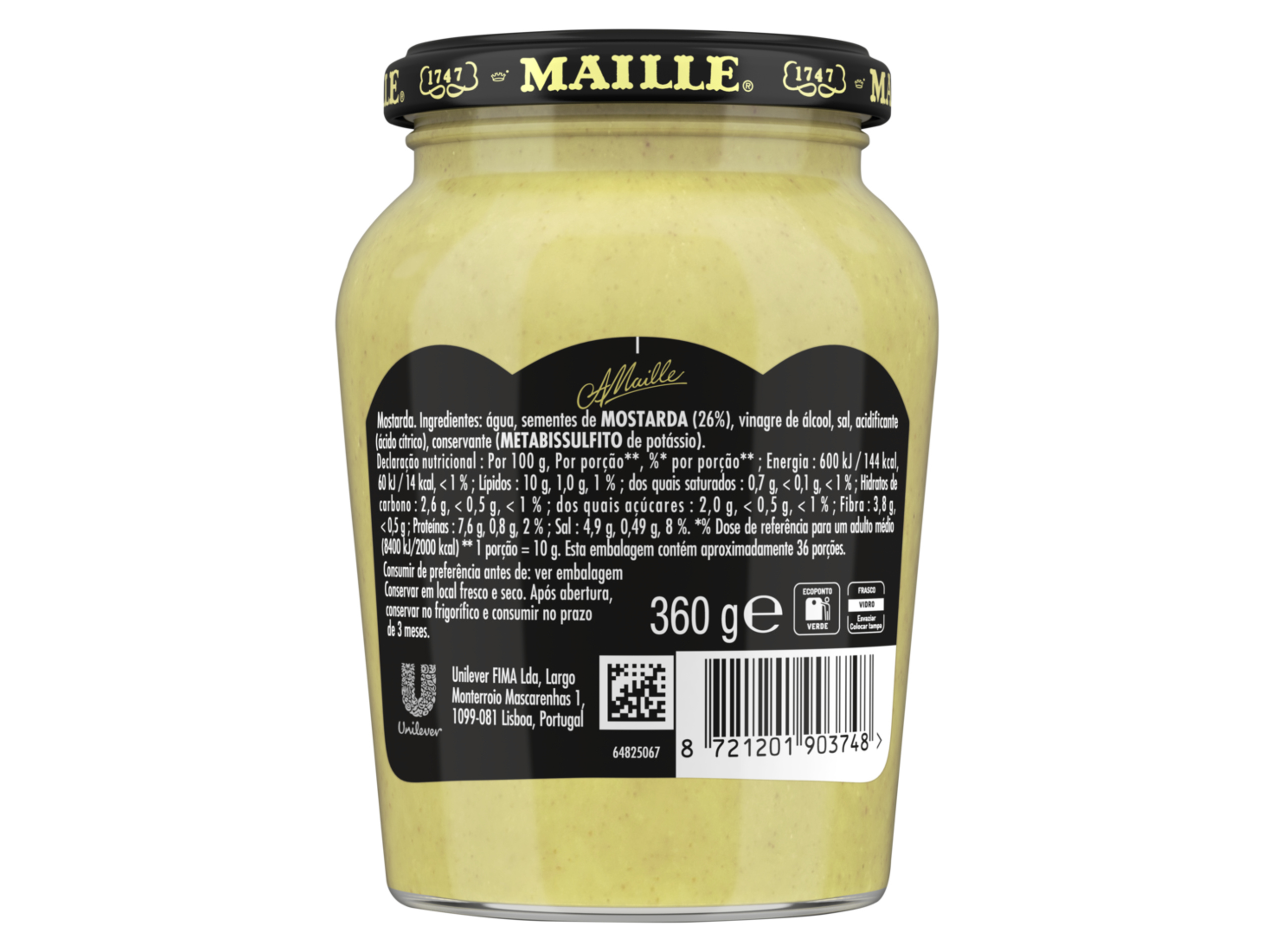 MOSTARDA VIDRO MAILLE DIJON ORIGINAL 360 GR