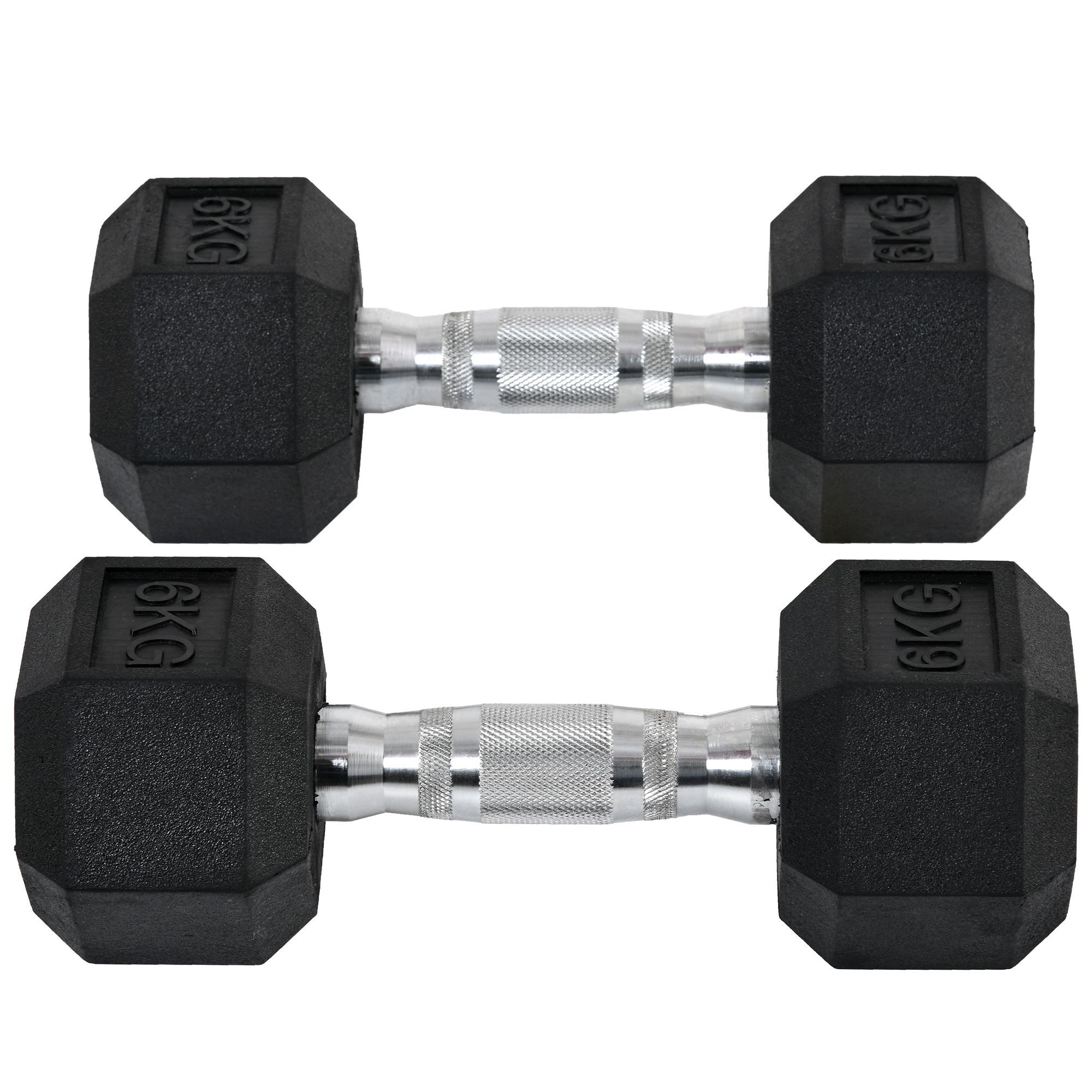HOMCOM Kurzhantel 2er Set in Hexagon Form schwarz, silber 11,5B x 11,5T x 8H cm