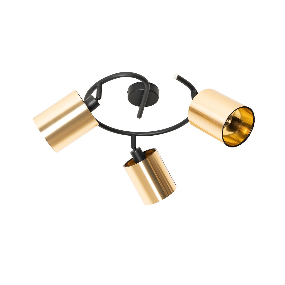 Moderne plafondlamp zwart en goud 3-lichts - Lofty