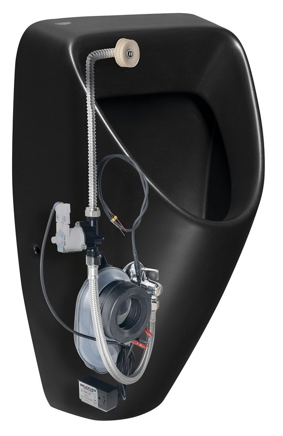 Bruckner Schwarn urinoir met spoeling 31.5x26.5cm zwart mat