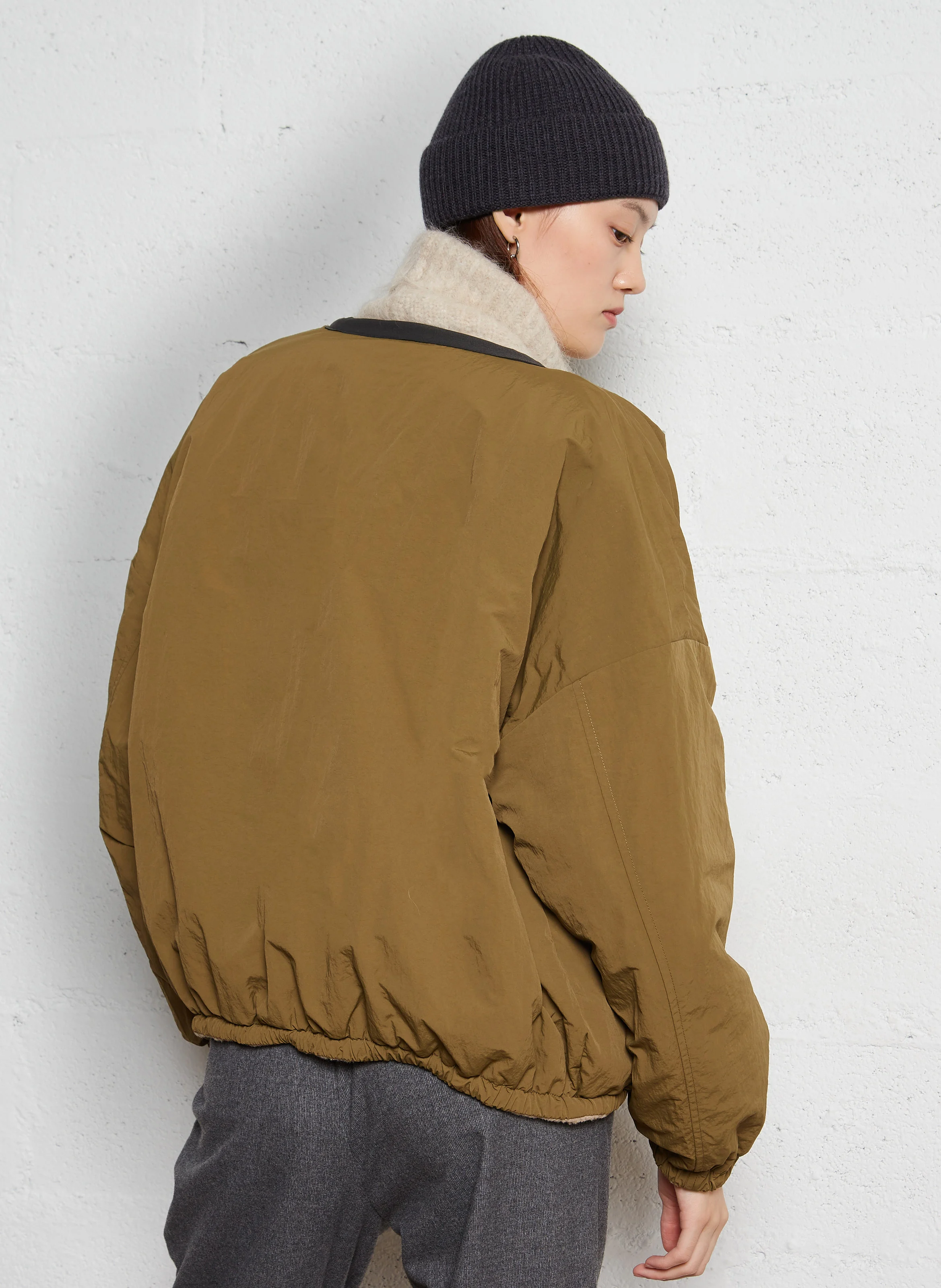 JANICE - Veste oversize réversible | Marron