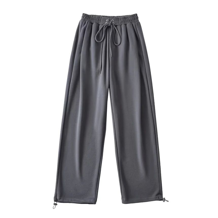 Asiris - Hoge taille effen losse wijde joggingbroek