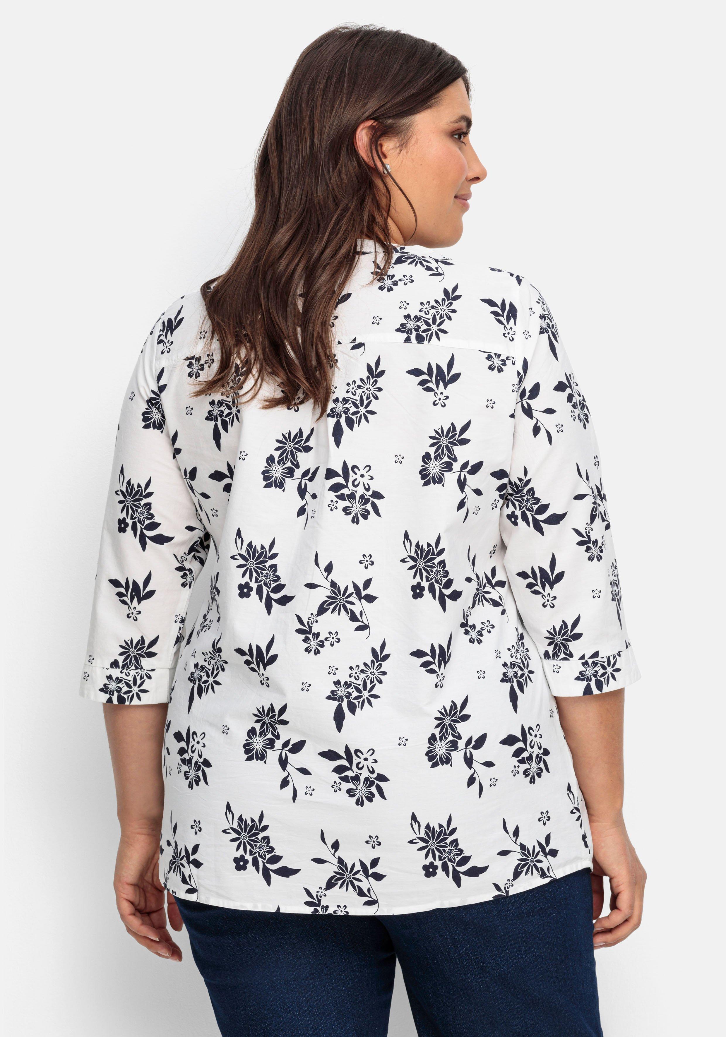 Bluse mit Biesen und Blumenprint