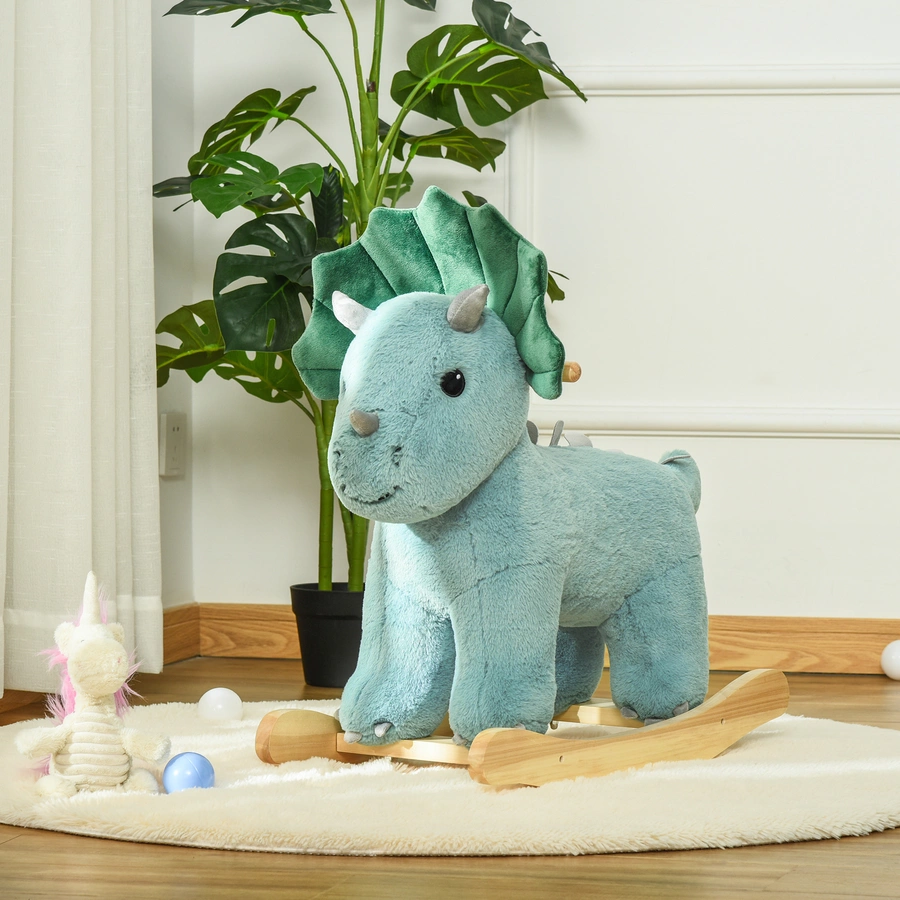 HOMCOM Schaukeltier Spielzeug, Triceratops, Wal Dunkelgrün