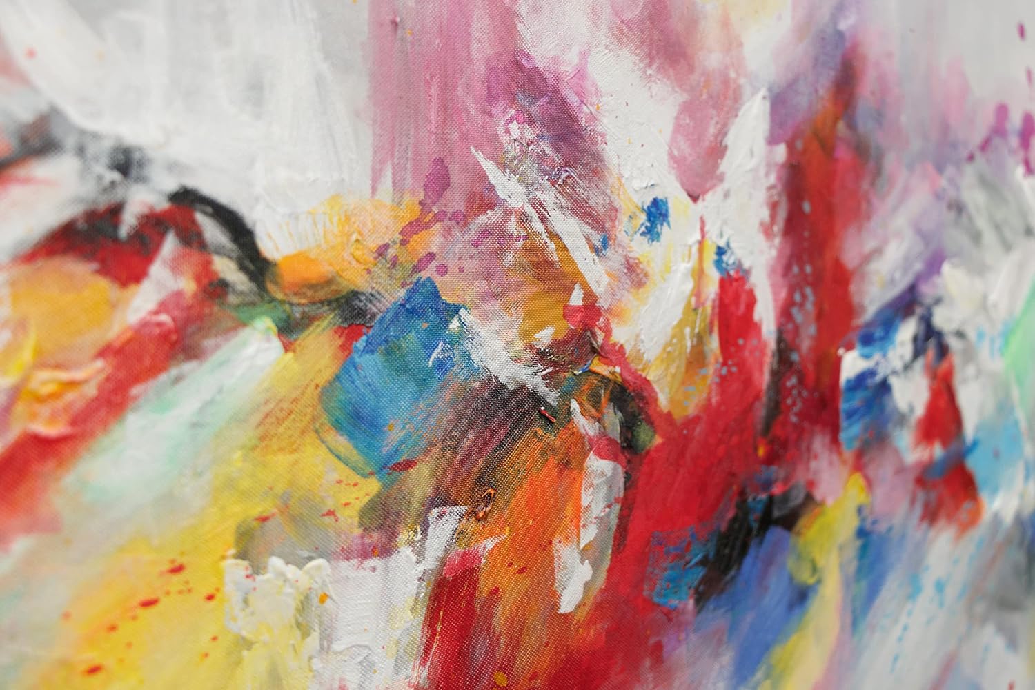 YS-Art Abstrakt Design Acryl Gemälde auf Leinwand buntes Leben handgemalt Wandbilder Wohnzimmer modern Wohndekor Bilder Büro farbenfrohe echte Kunst 200x100 cm