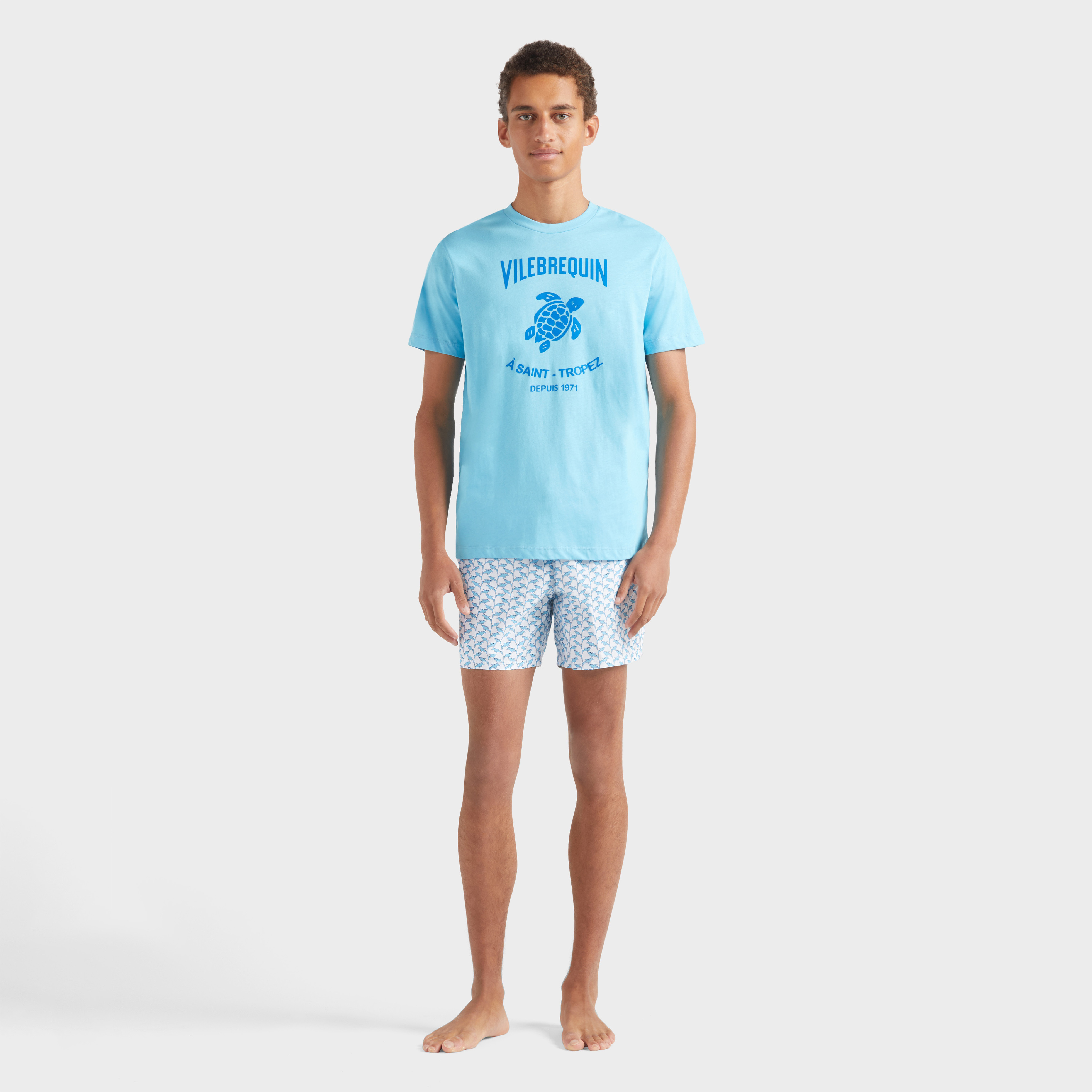 T-shirt contrasté en coton logo en gomme