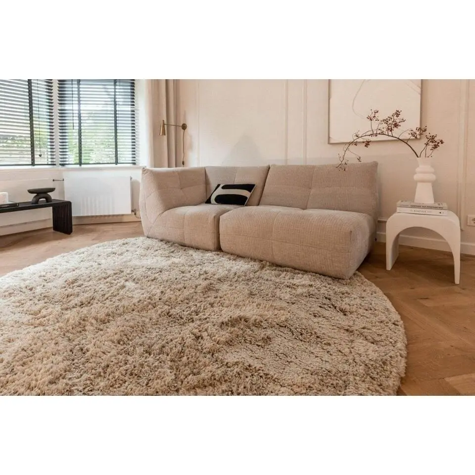 Interieur05 rond Hoogpolig Vloerkleed Polyester Pilo Beige - 120 x 120 cm