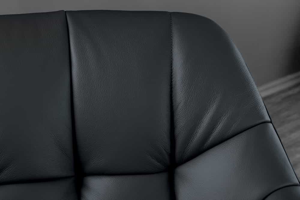 Drehbarer Stuhl PAPILLON schwarz Echtleder mit Armlehne schwarzes Gestell