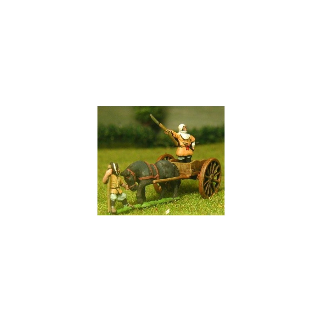 Samurai: Warrior Monk General standing in cart with horse and attendant
