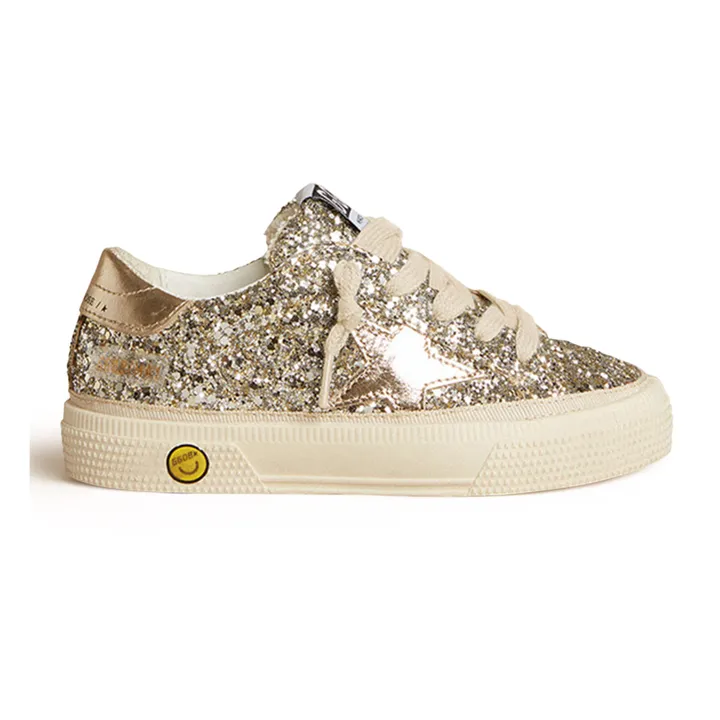 Golden Goose Baskets Lacets May Paillettes | Blanc