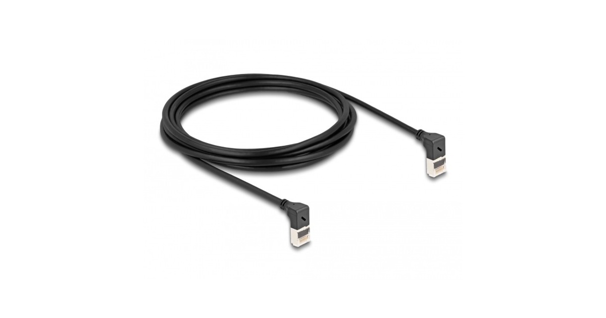 DeLOCKRJ45 Network Cable Cat.6A S/FTP Slim 90° upwards / upwards angled 3 m kabel  (Zwart)