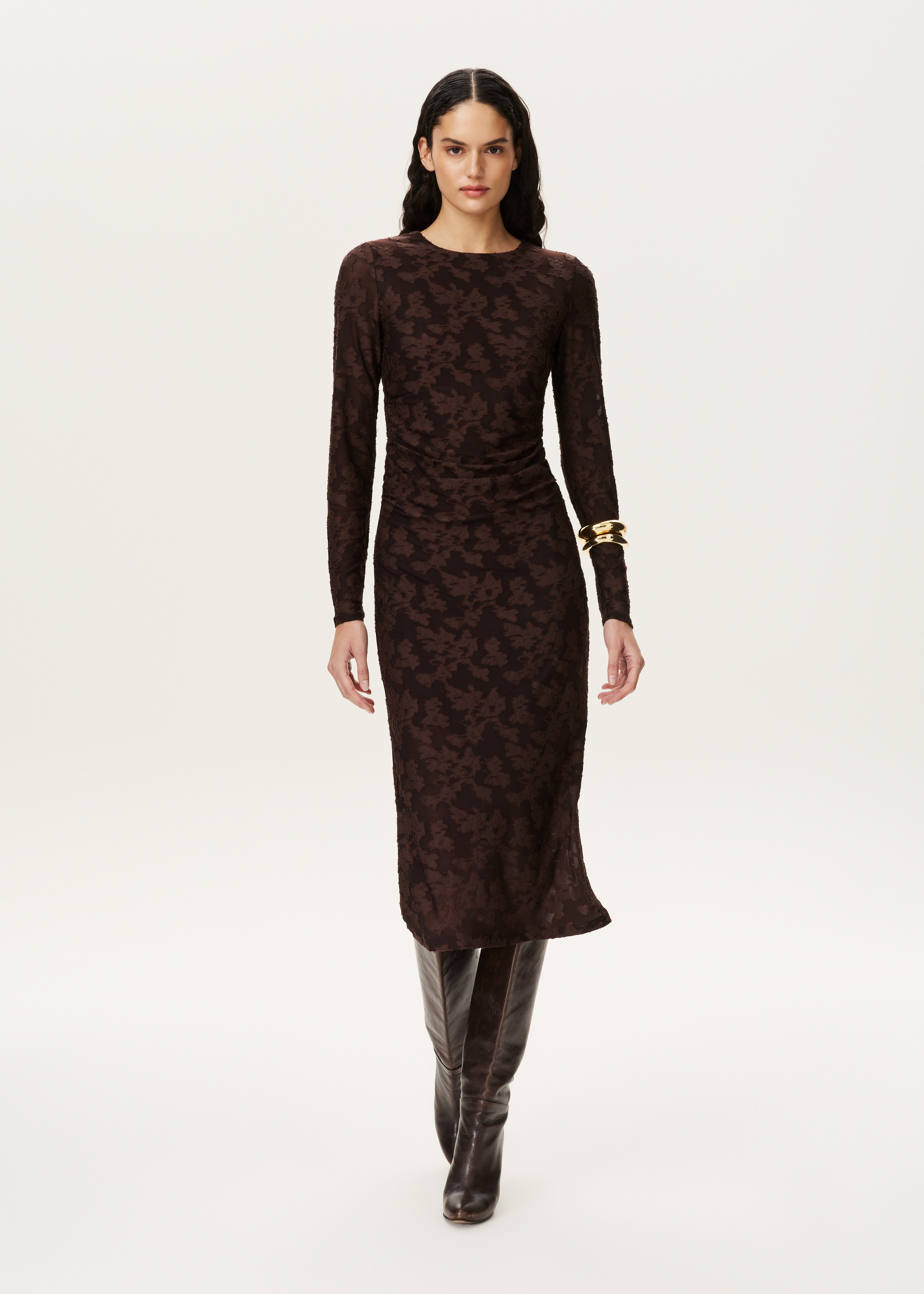 Midi jurk met gedrapeerd detail