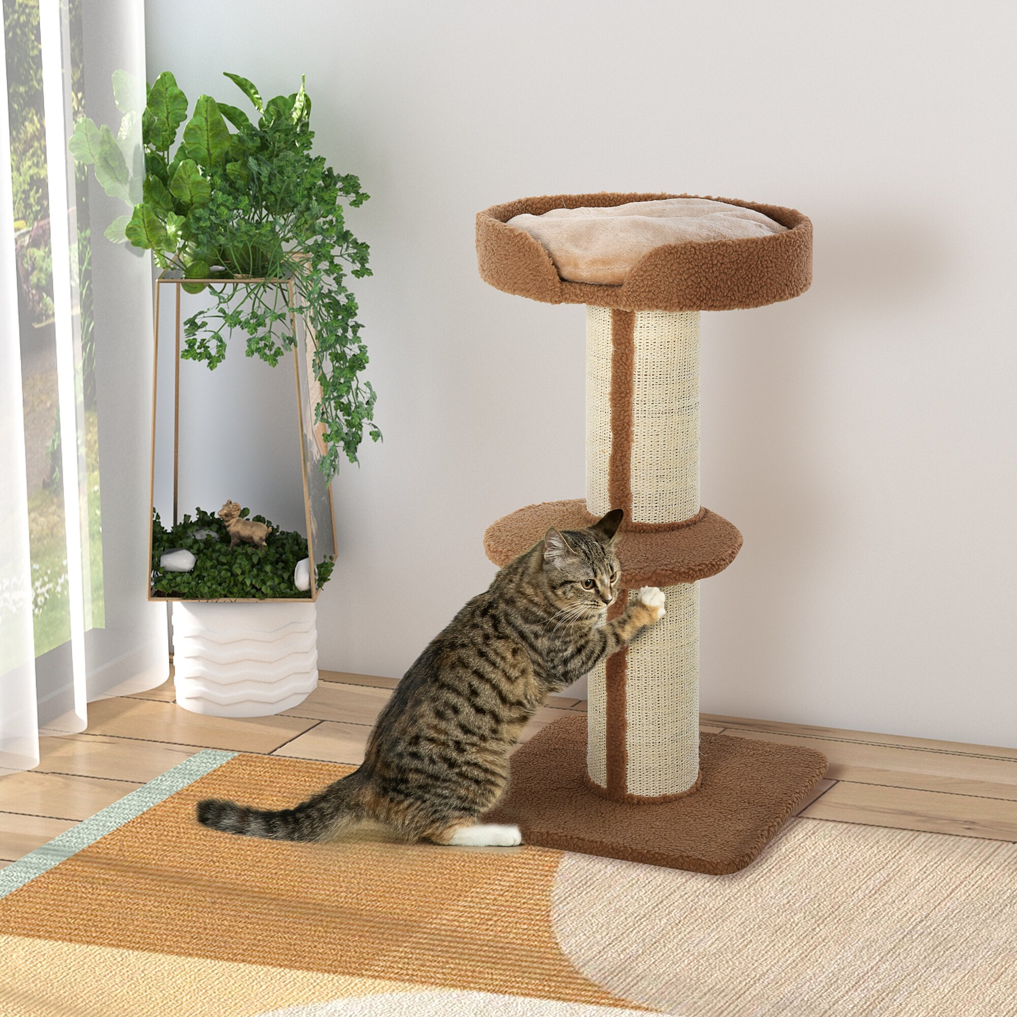 PawHut Kratzbaum mit Plattform blau 45L x 45B x 91H cm