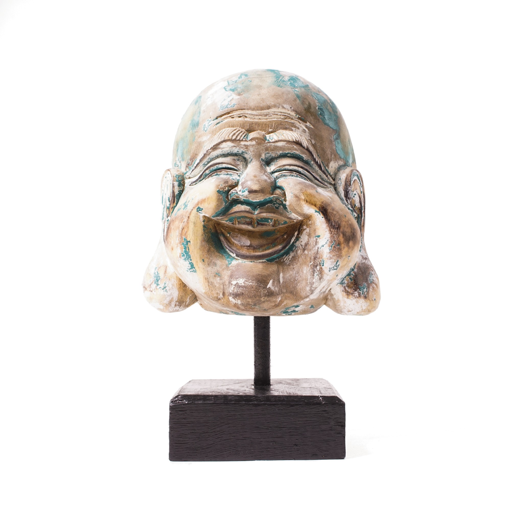 lachender Buddha, groß, natur, T 16 cm, B 15 cm, H 25 cm von fischer's lagerhaus
