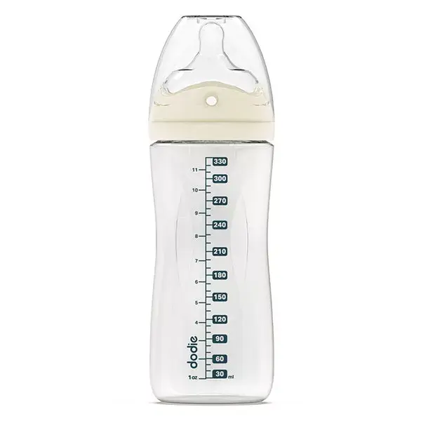 Mamadeira Dodie com bico anticólica multiperfurado, rosa, 330ml