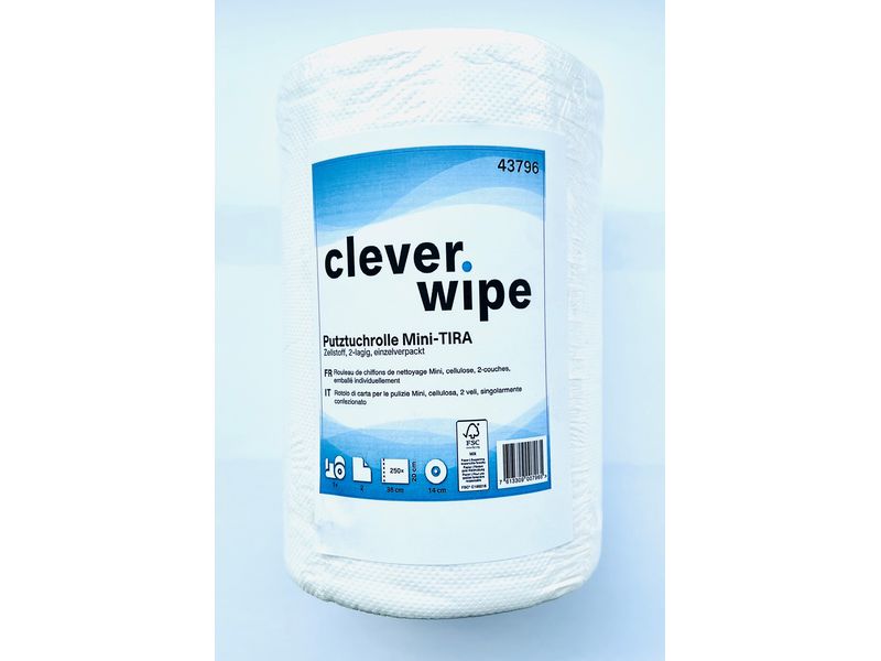 clever wipe Papierwischtuch Mini 1 Rolle à 90 m Saugfähiges Küchen- und Haushaltspapier