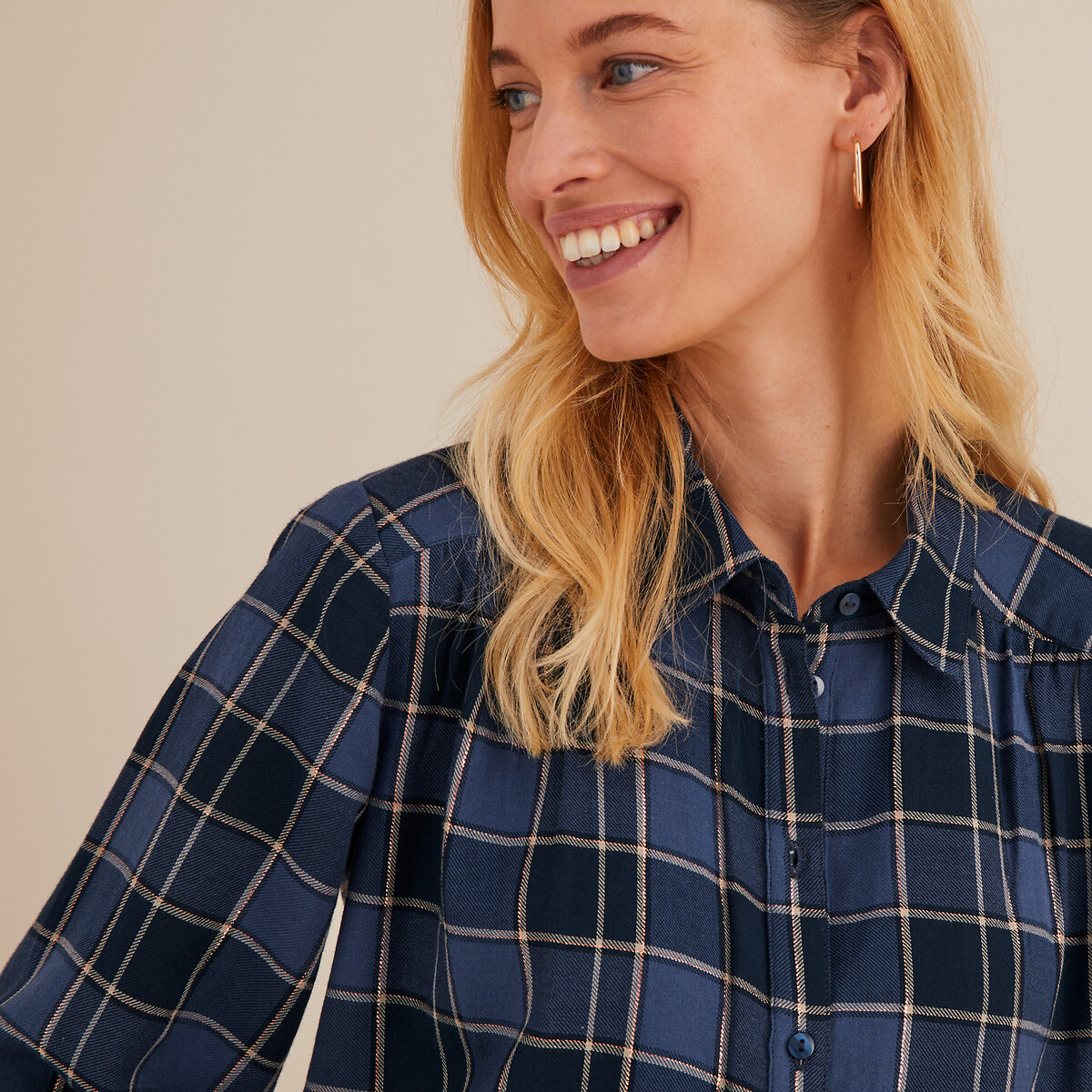 ANNE WEYBURN<br>Camisa xadrez de manga comprida