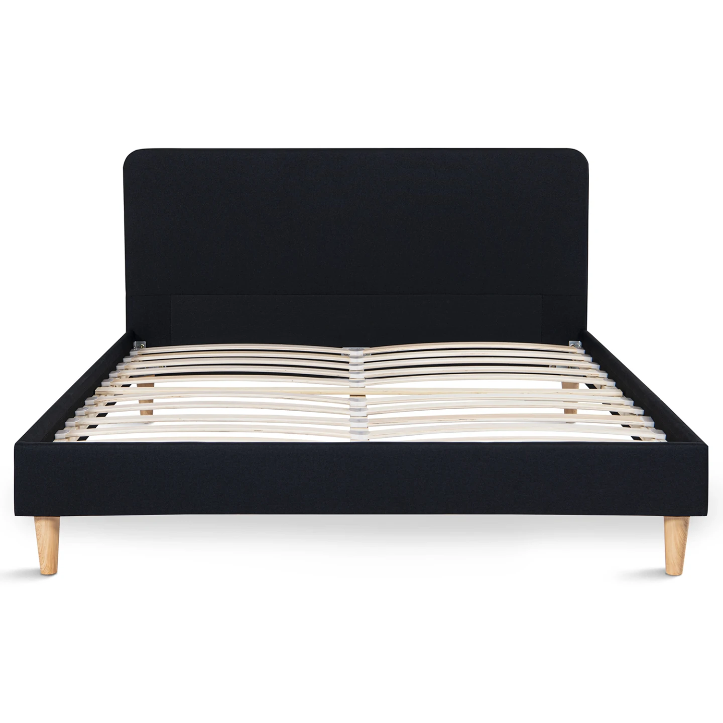 Lit double scandinave BALTA avec tête de lit et sommier 140 x 190 cm tissu noir