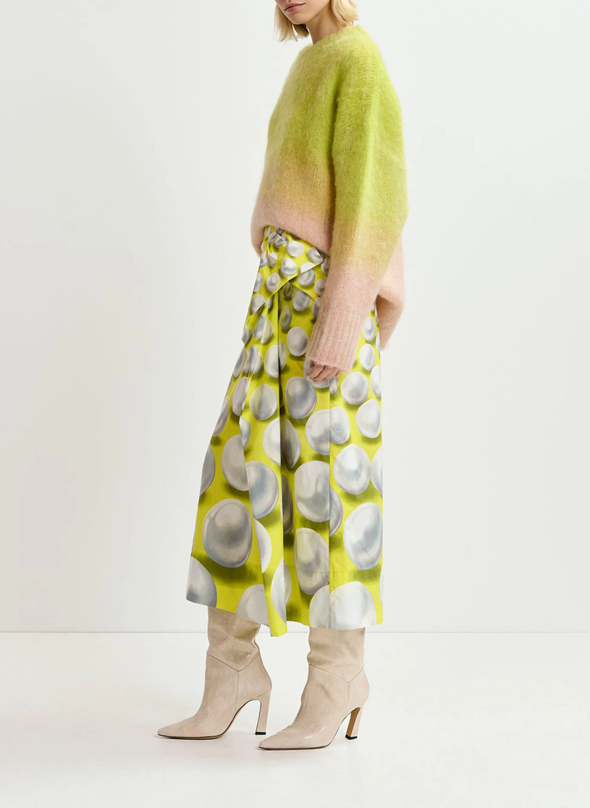 GIFY - Pull col rond en laine mélangée | Vert