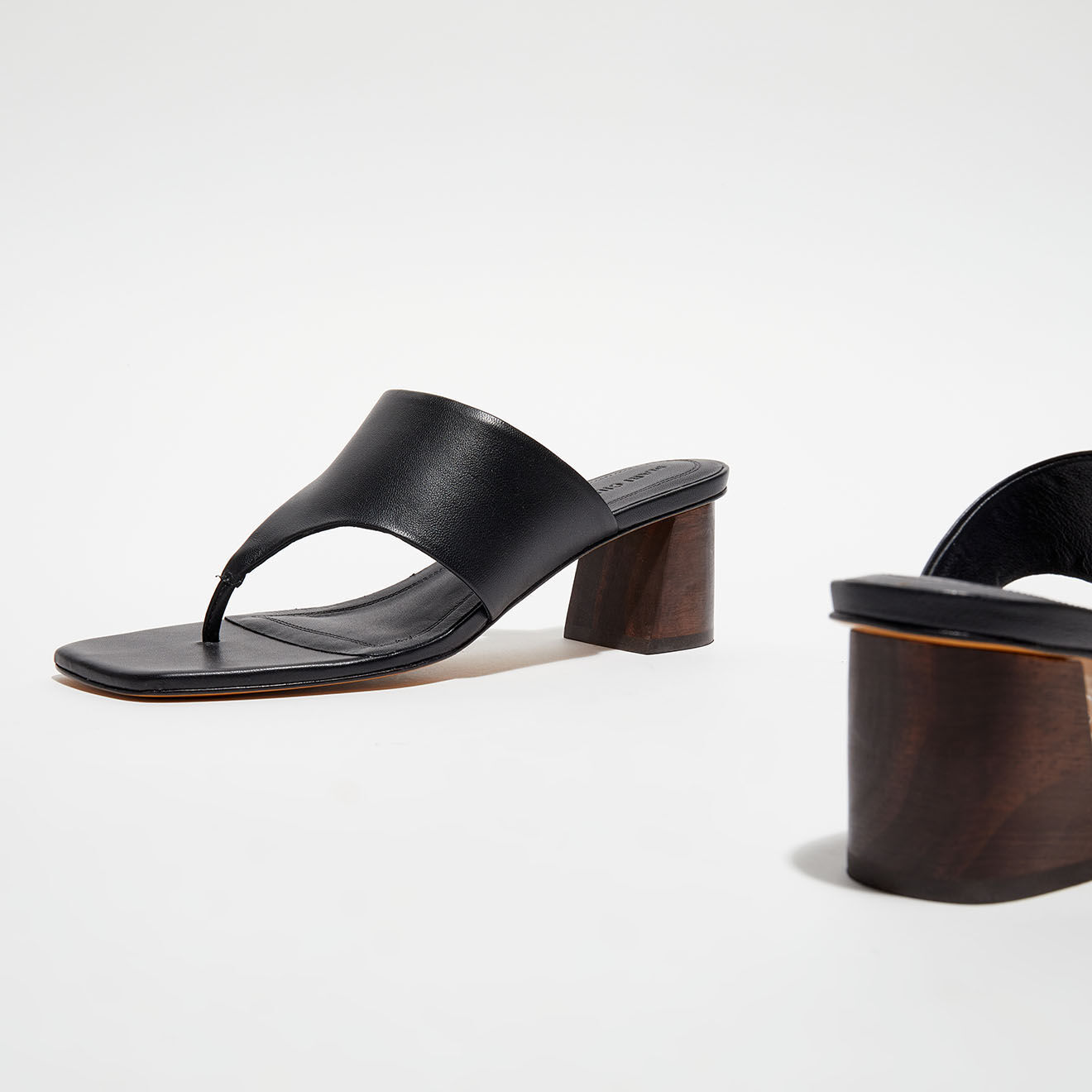 Mari Giudicelli Mules en Cuir Copa noires - Talon 5 cm