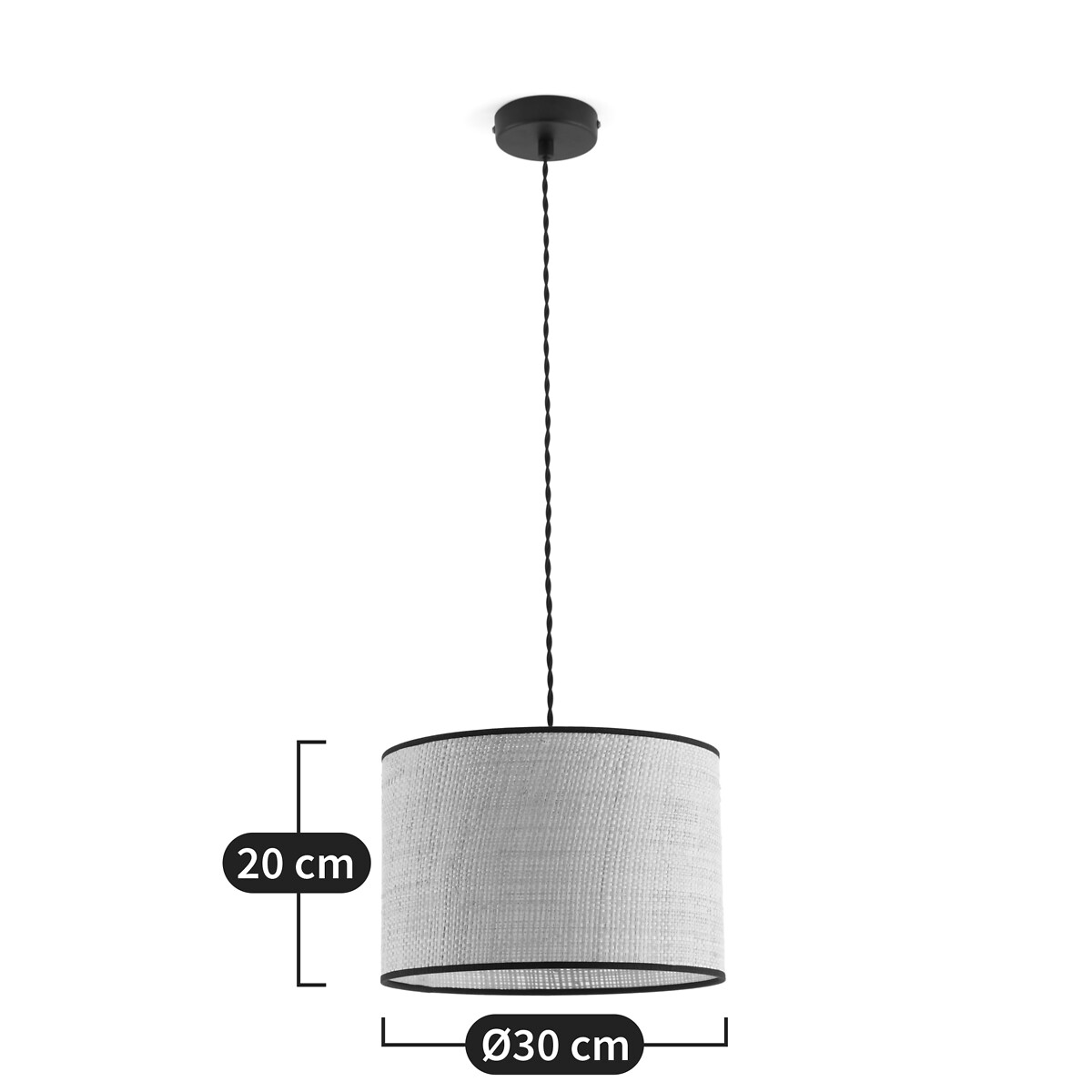 LA REDOUTE INTERIEURS<br>Candeeiro suspenso/abajur em ráfia Ø30 cm, Dolkie