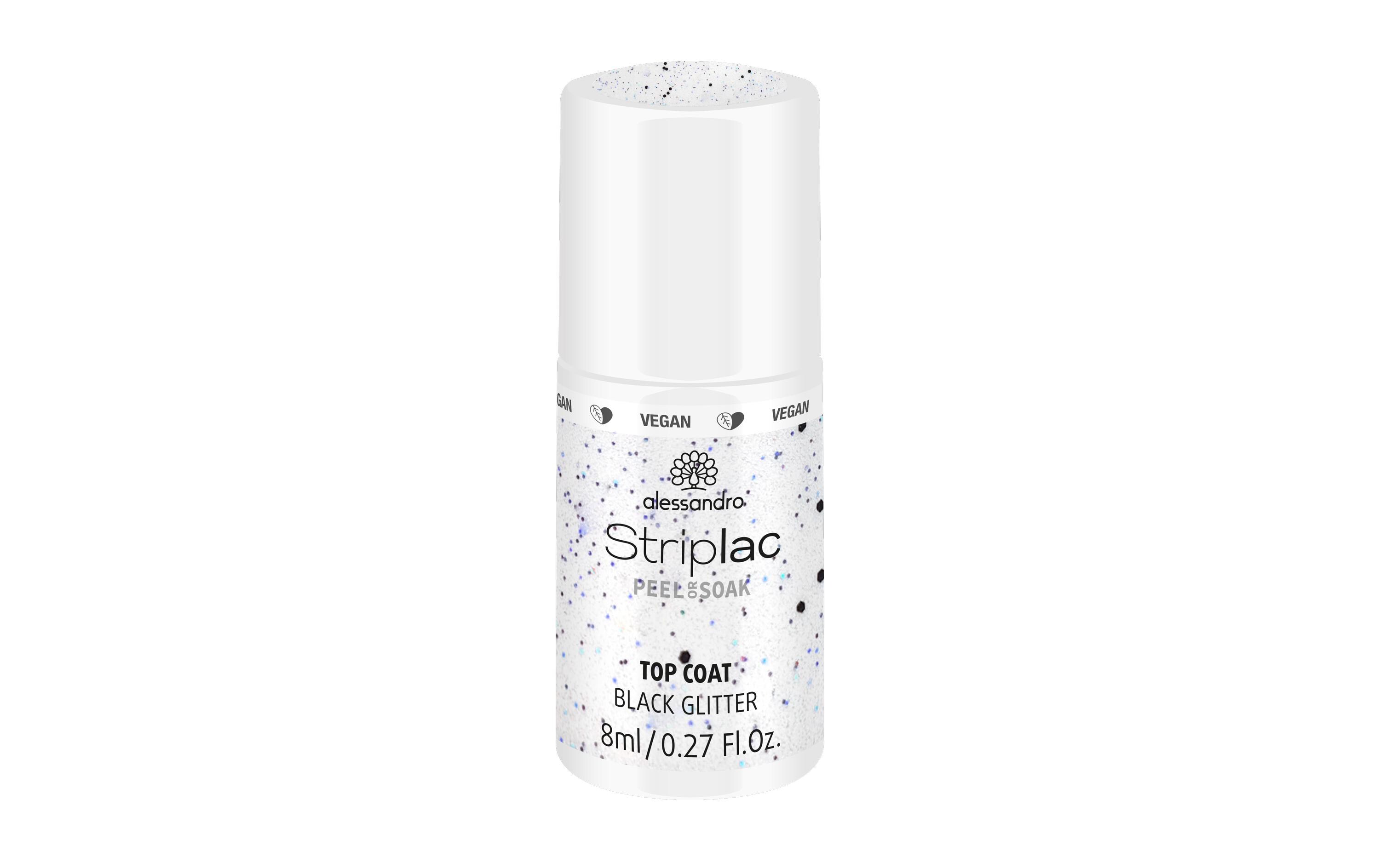 Striplac Top Coat Black GlitterSchnelltrocknender, UV-absorbierender Überlack mit starkem Glanz