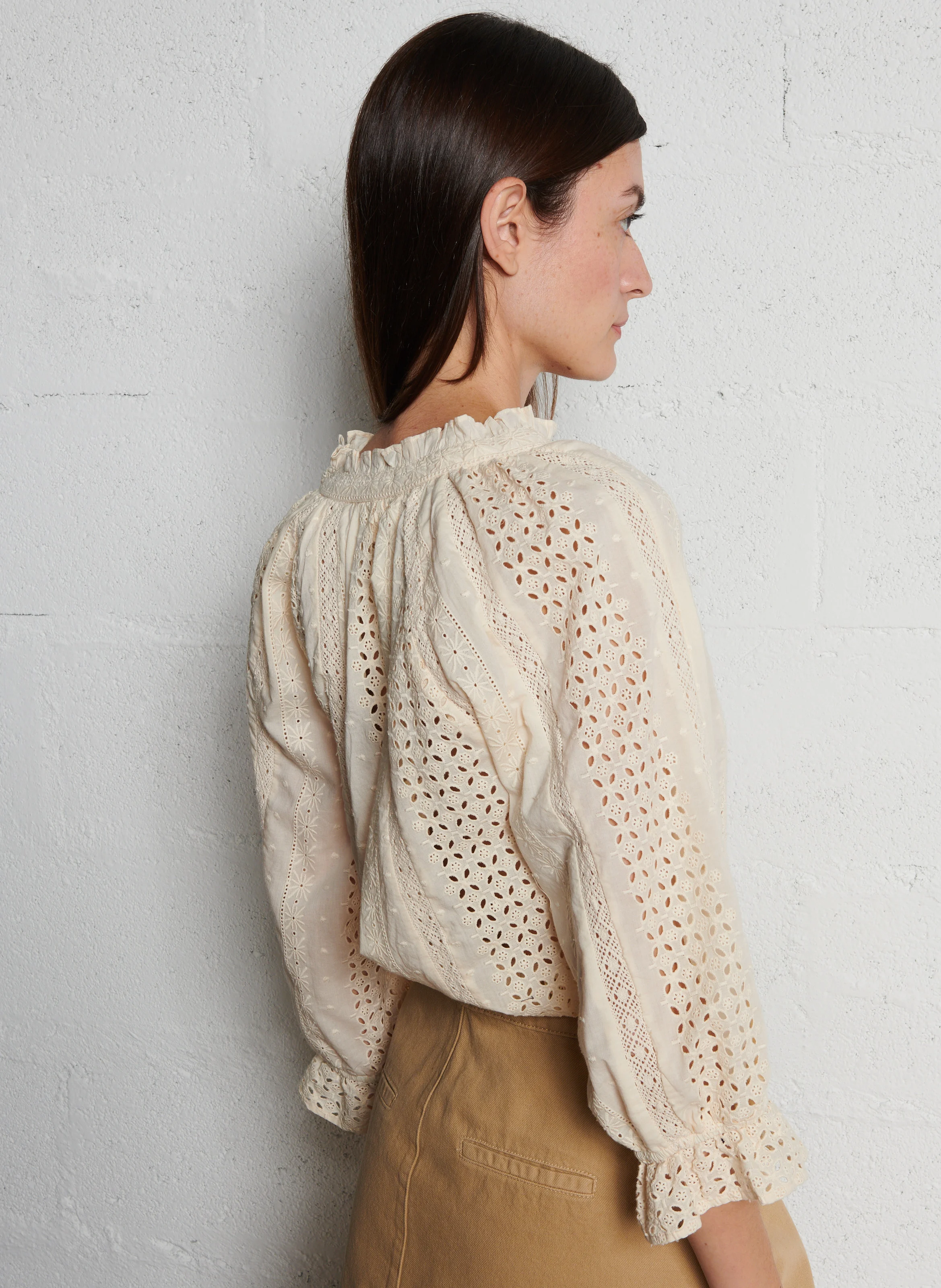 BLONDIE - Blouse ample brodée en coton | Beige