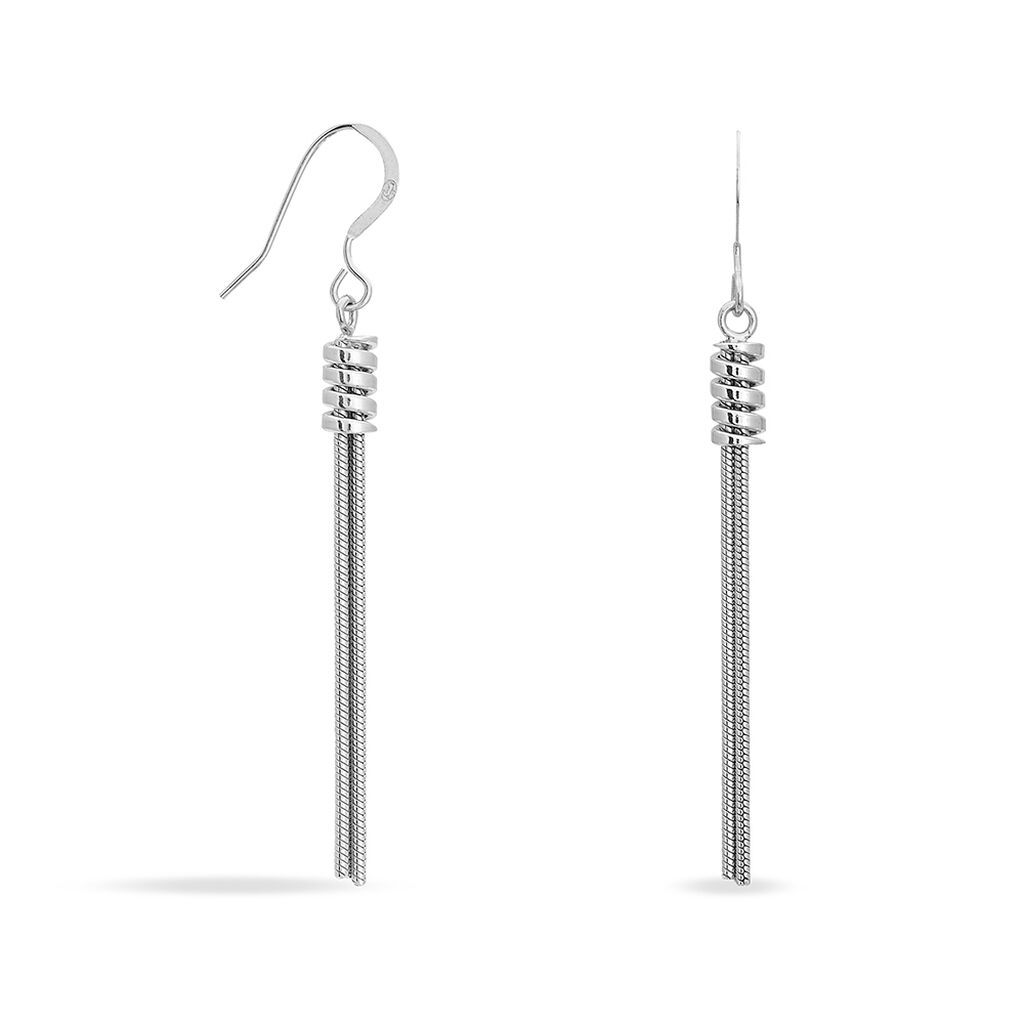 Boucles D'oreilles Pendantes Amaryllis Argent Blanc
