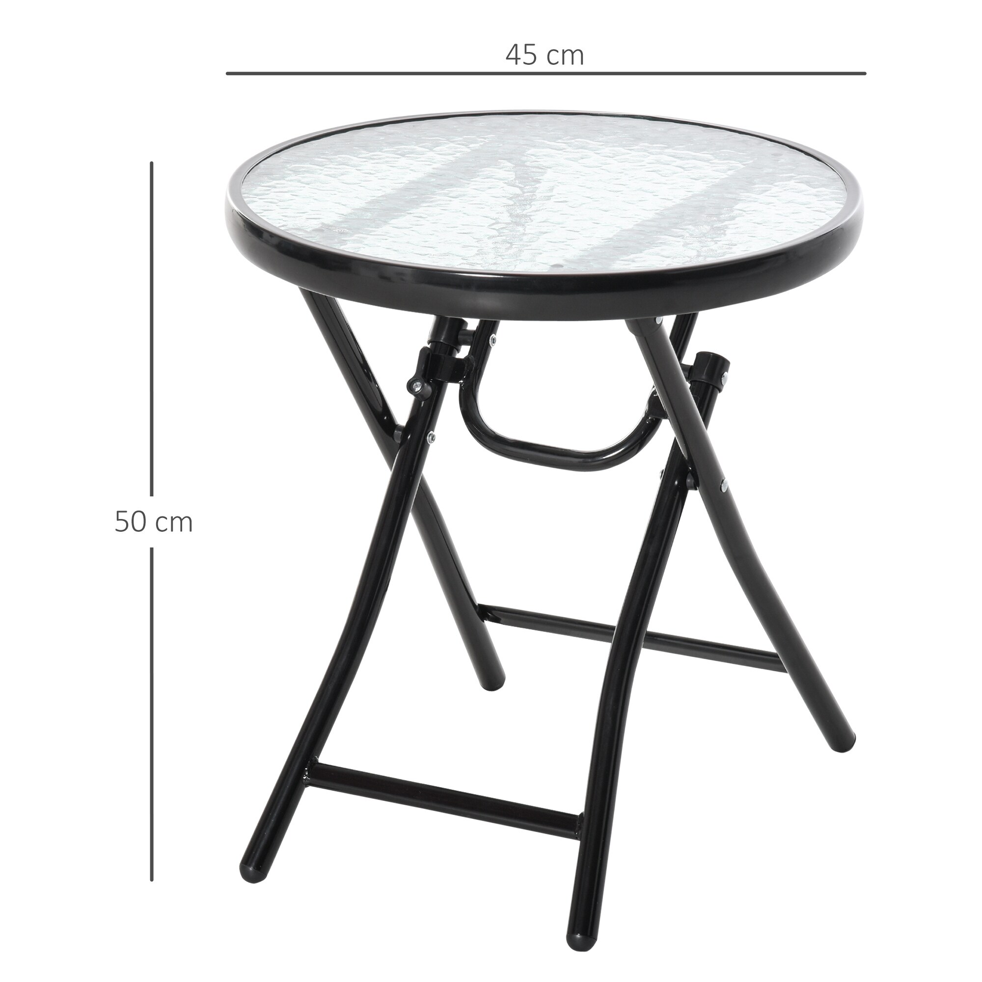 Outsunny Gartentisch klappbar transparent/schwarz Ø45 x 50H cm