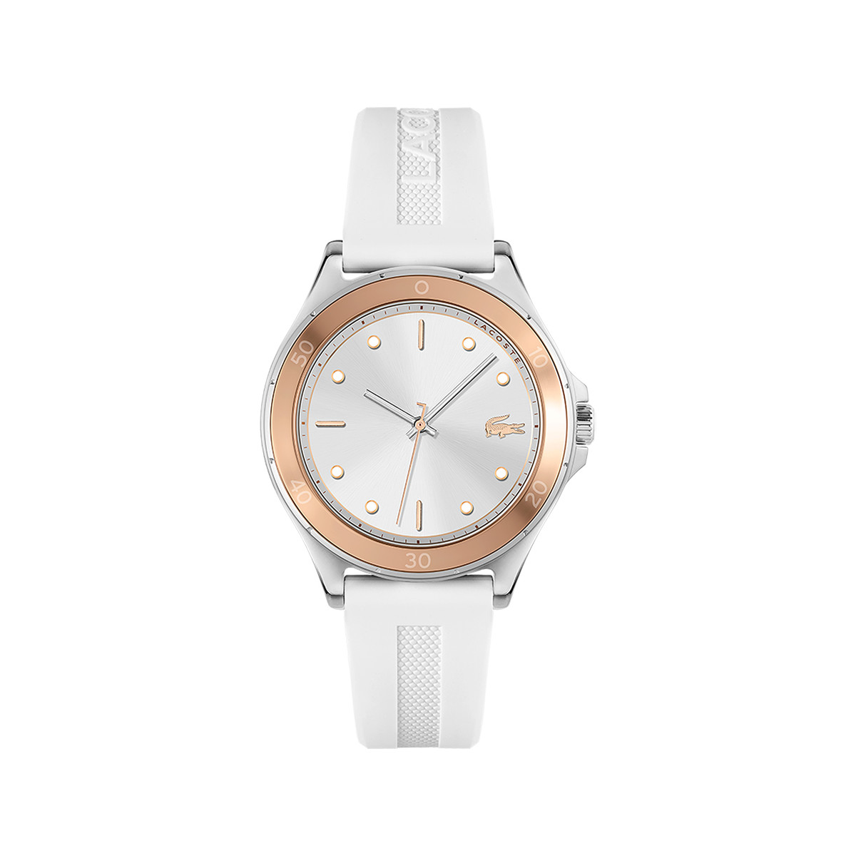 Montre Lacoste femme acier bracelet silicone blanc