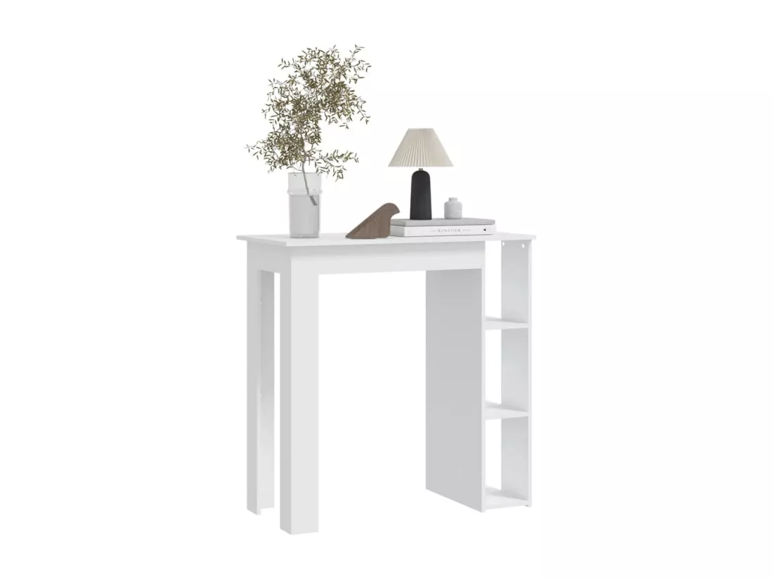 Table de bar avec étagère Blanc 102x50x103,5 cm Aggloméré