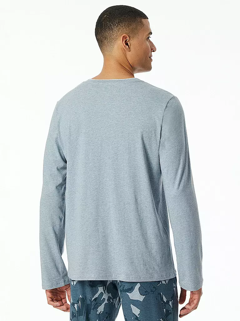 SCHIESSER Pyjama Langarmshirt hellblau