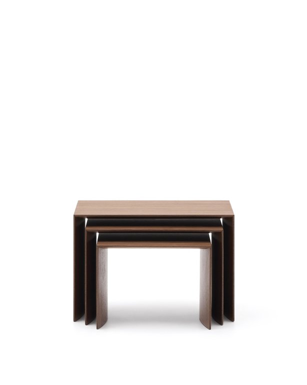 Kave Home Litto bijzettafel set van 3 walnoot