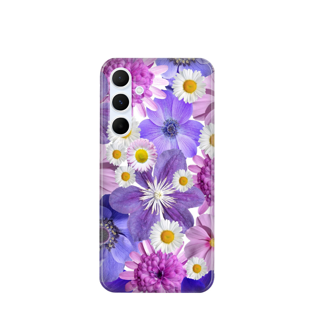 Samsung Galaxy A55 Kunststoff Hülle Blütenvielfalt - Lila-Violett