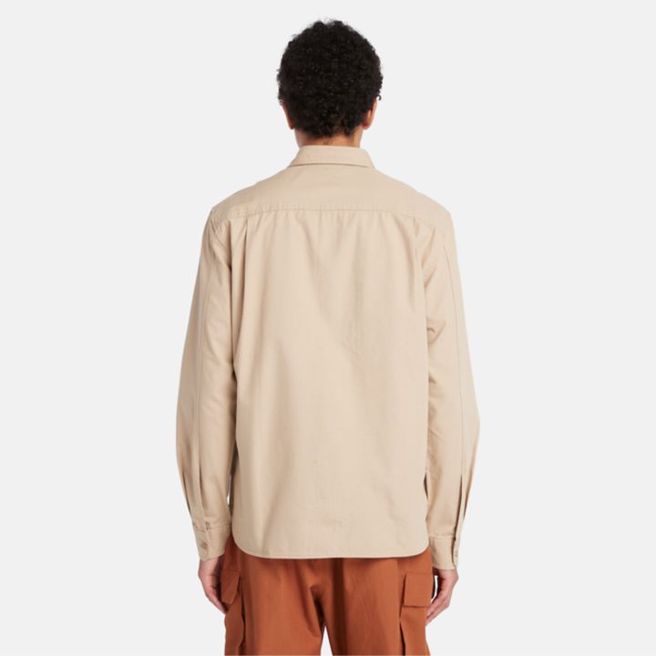 Camisa Windham de algodão bege para homem