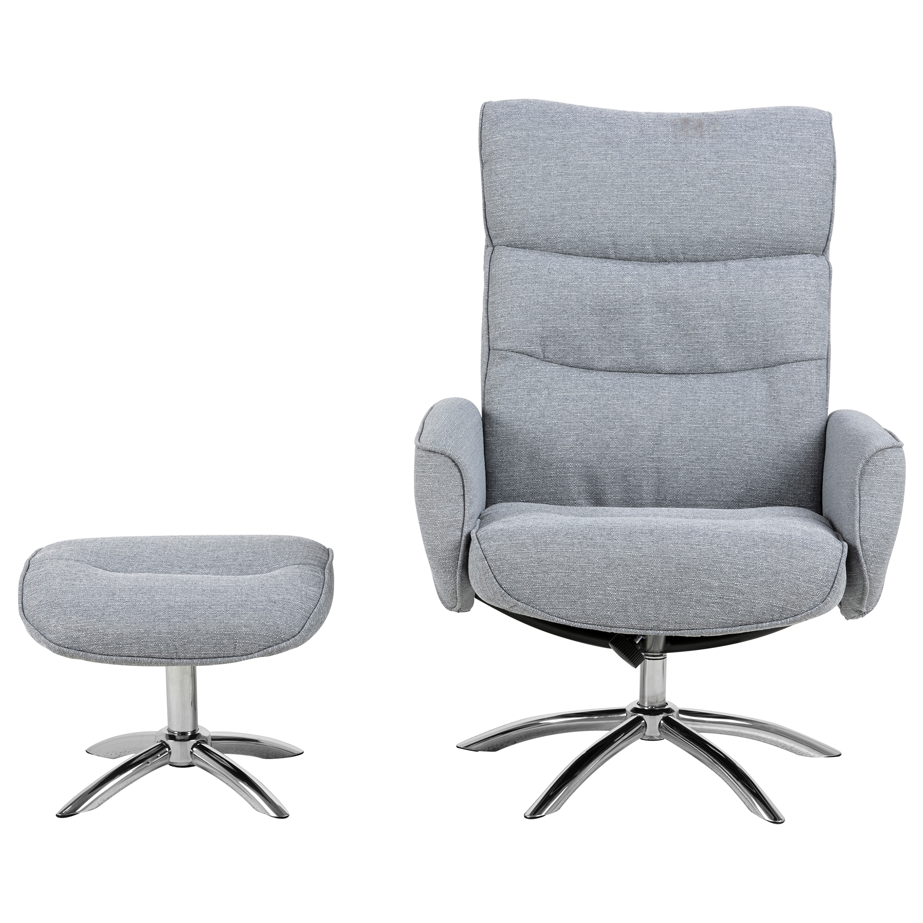 Recliner WESTFIELD - grau - chromfarben - mit Hocker