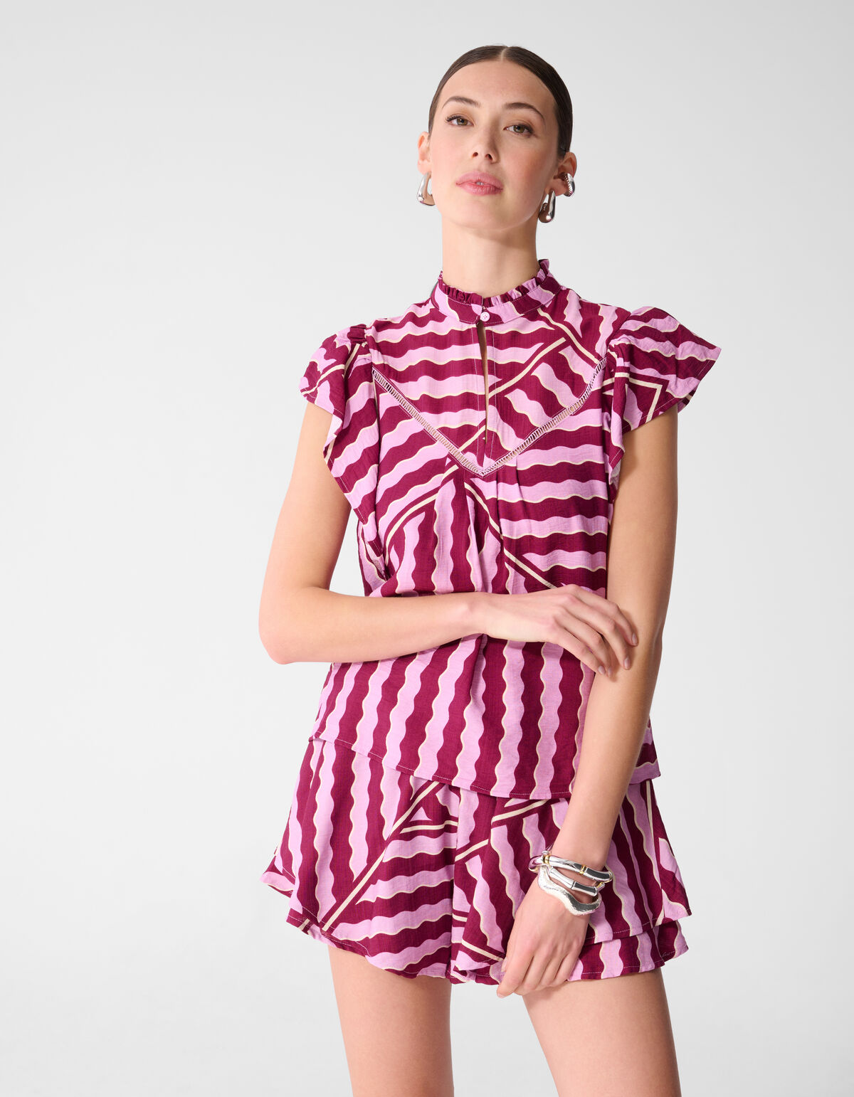 Wavy Printed Top Roze/Paars