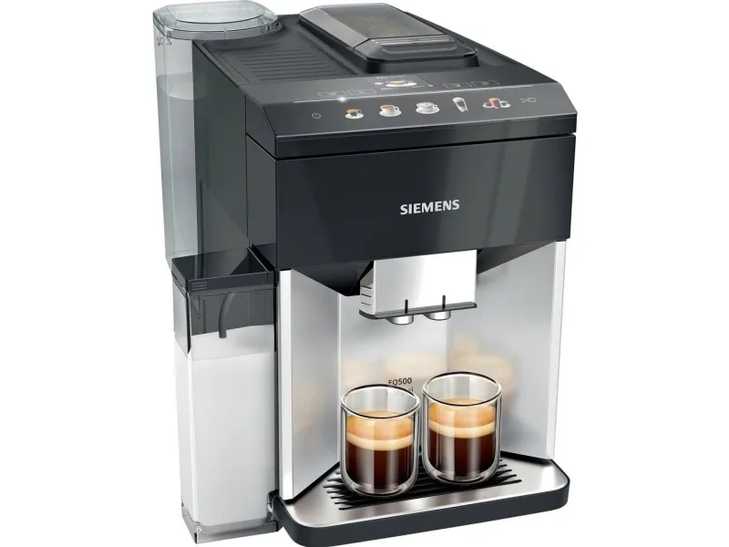 Siemens EQ.500 integral TQ513D01 - Automatisk kaffemaskine med mælkeskummer - 15 bar - daylight silver/piano black